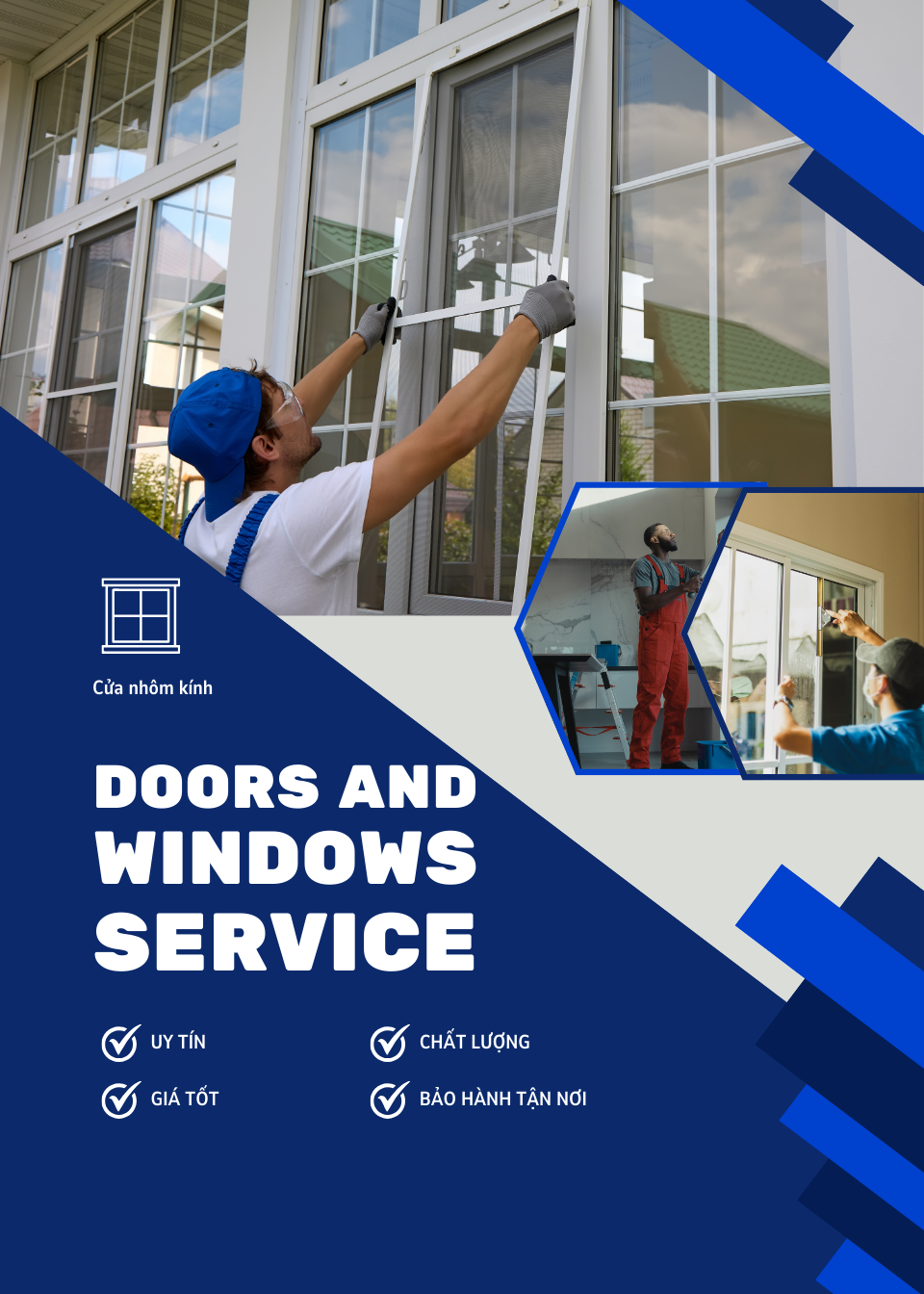 Banner cửa nhôm kính đứng